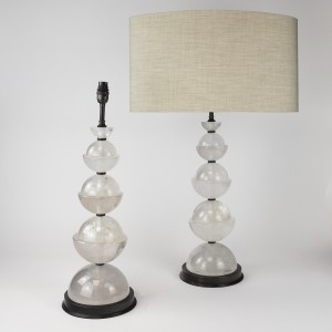 Pair of Large Rock Crystal Table Lamps on Brown Bronze Bases (T6522)