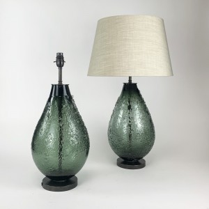 Pair of Green 'Molten' Glass Lamps on Brown Bronze Bases (T6531)