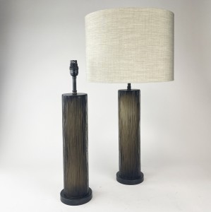 Pair of Medium Olive Brown 'Bark' Lamps on Brown Bronze Bases (T6545)