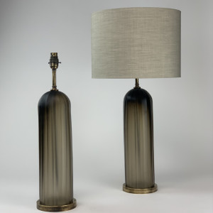 Pair Of Brown Cut Glass Lamps On Antique Brass Bases (T6693)