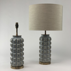 Pair Of Ceramic Textured Lamps On Antique Brass Bases (T6698)