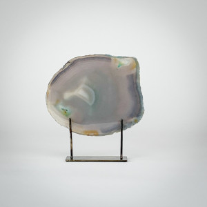 Small Grey Agate on Antique Brass Stand (T6738)