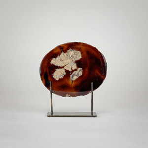 Small Brown Agate on Antique Brass Stand (T6748)