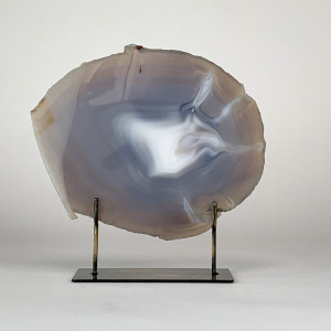 Large Grey Agate on Antique Brass Stand (T6805)