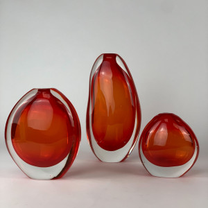 Burt Orange Hollie Vases (T6839)
