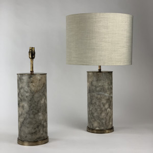 Pair Of Cylindrical Lamps On Antique Brass Bases (T6901)