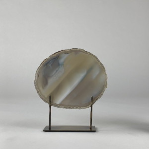 Small Grey Agate On Antique Brass Bases (T6914)