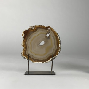 Small Brown Agate On Antique Brass Bases (T6923)