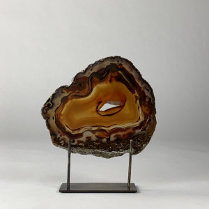 Small Brown Agate On Antique Brass Bases (T6926)