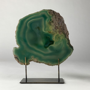 Medium Teal Agate On Antique Brass Bases (T6946)