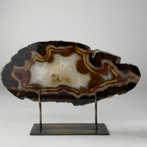 Large Brown Agate On Antique Brass Bases (T6964)