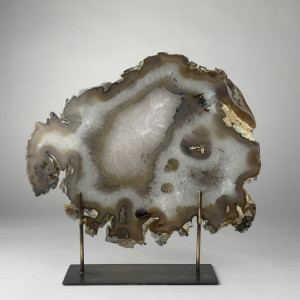 Extra Large Brown Agate On Antique Brass Bases (T6977)