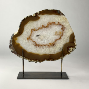 Extra Large Brown Agate On Antique Brass Bases (T6979)
