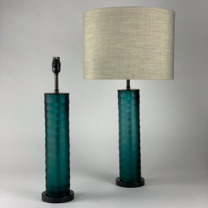 Pair Of Teal 'Rolo' Lamps on Brown Bronze Bases (T6982)