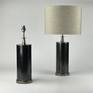 Pair Of Polished Steel Lamps On Antique Brass Bases (T6995)