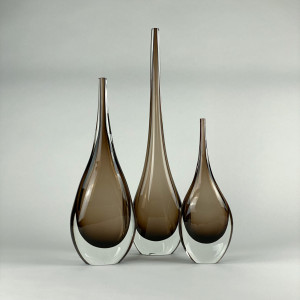 Set Of Lenny Vases In Brown Glass (T7020)