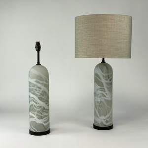 Pair Of Medium Brown 'Alabaster' Glass Dome Lamps On Brown Bronze Bases (T7055)