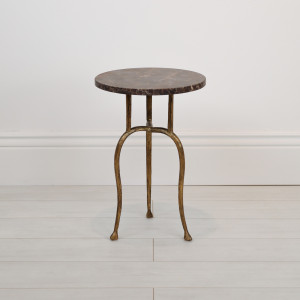 Small Wrought Iron 'Octopus' Side Table With Distressed Gold Leaf Finish And Marble Top (T7074)