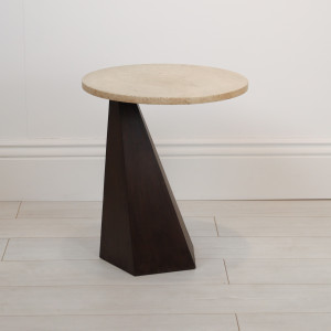 'Lara' Side Table With Brown Bronze Finish And Marble Top (T7092)