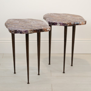 Pair Of Amethyst Top Side Tables With Brown Bronze Finish (T7100)