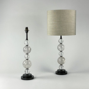 Pair Of Small Rock Crystal Abstract Ball Lamps On Brown Bronze Bases (T7276)