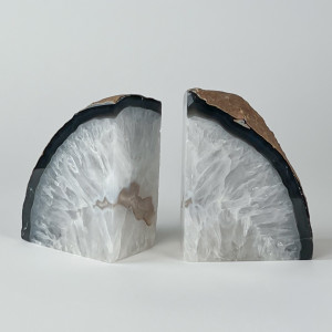 Clear Crystal Agate Bookends (T7318)