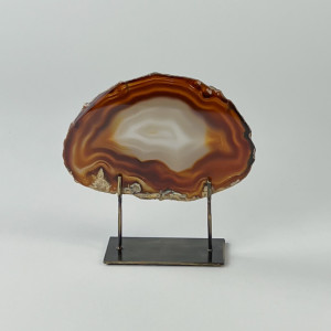 Small Brown Agate On Antique Brass Bases (T7350)
