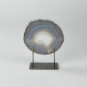 Small Grey Agate On Antique Brass Bases (T7366)