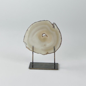 Small Grey Agate On Antique Brass Bases (T7371)