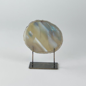 Small Grey Agate On Antique Brass Bases (T7372)