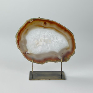 Large Brown Agate On Antique Brass Bases (T7417)