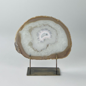 Large Grey Agate On Antique Brass Bases (T7421)