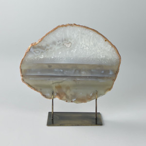 Large Grey Agate On Antique Brass Bases (T7422)