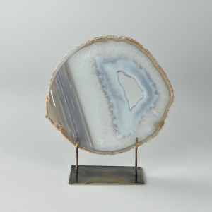 Large Grey Agate On Antique Brass Bases (T7424)