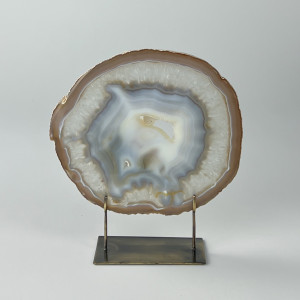 Large Grey Agate On Antique Brass Bases (T7425)
