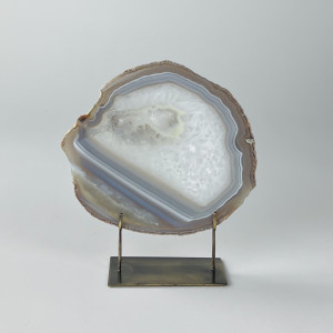 Large Grey Agate On Antique Brass Bases (T7427)