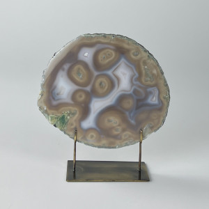 Large Grey Agate On Antique Brass Bases (T7429)