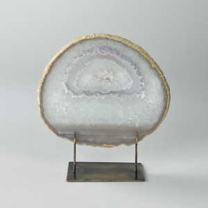 Large Grey Agate On Antique Brass Bases (T7430)