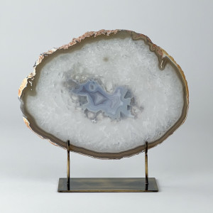 Extra Large Grey Agate On Antique Brass Bases (T7445)