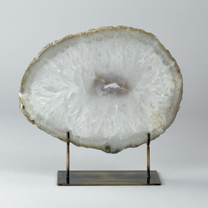 Extra Large Grey Agate On Antique Brass Bases (T7449)