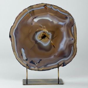 Extra Large Brown Agate On Antique Brass Bases (T7452)