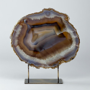 Extra Large Brown Agate On Antique Brass Bases (T7454)