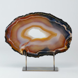Extra Large Brown Agate On Antique Brass Bases (T7464)
