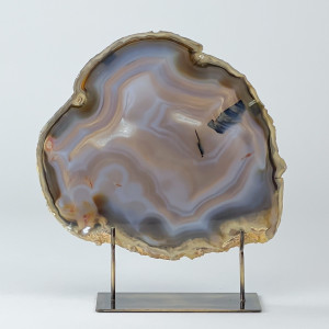 Extra Large Grey Agate On Antique Brass Bases (T7465)