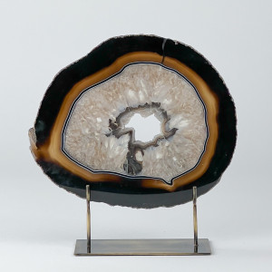 Extra Large Brown Agate On Antique Brass Bases (T7468)