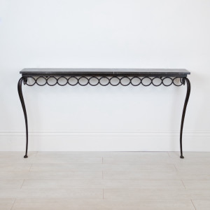 Wrought Iron 'Twist' Console In Brown Bronze Painted Finish With Marble Top (T7555)