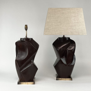 Pair Of Large Bronze 'Alex' Lamps With Antique Brass Bases (T7650)