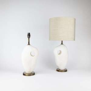 Pair Of Small White Alabaster 'Hepworth' Lamps On Antique Brass Bases (T7744)