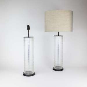 Pair Of Large Clear Cut Glass 'Rolo' Lamps On Brown Bronze Bases (T7754)